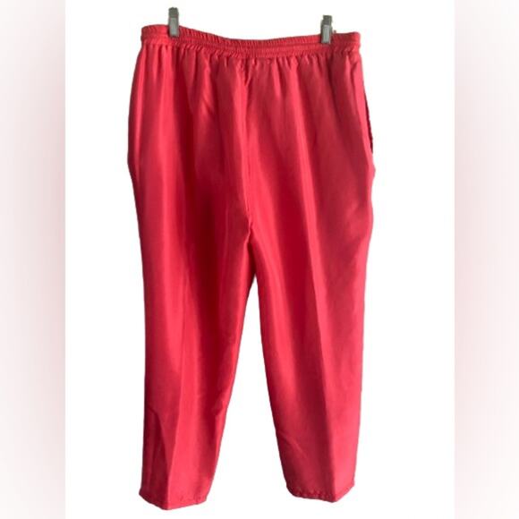 Vintage Pink Coral Silk Pull On  Drawstring Pants Sz M - Picture 4 of 7